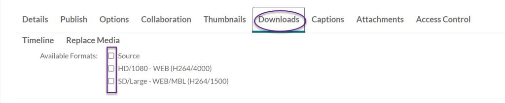 The downloads tab is selected and the different source types highlighted